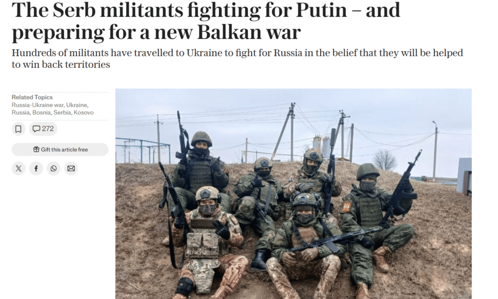 The Telegraph  Militantët serbë që luftojnë për Putinin po përgatiten për një luftë të re ballkanike